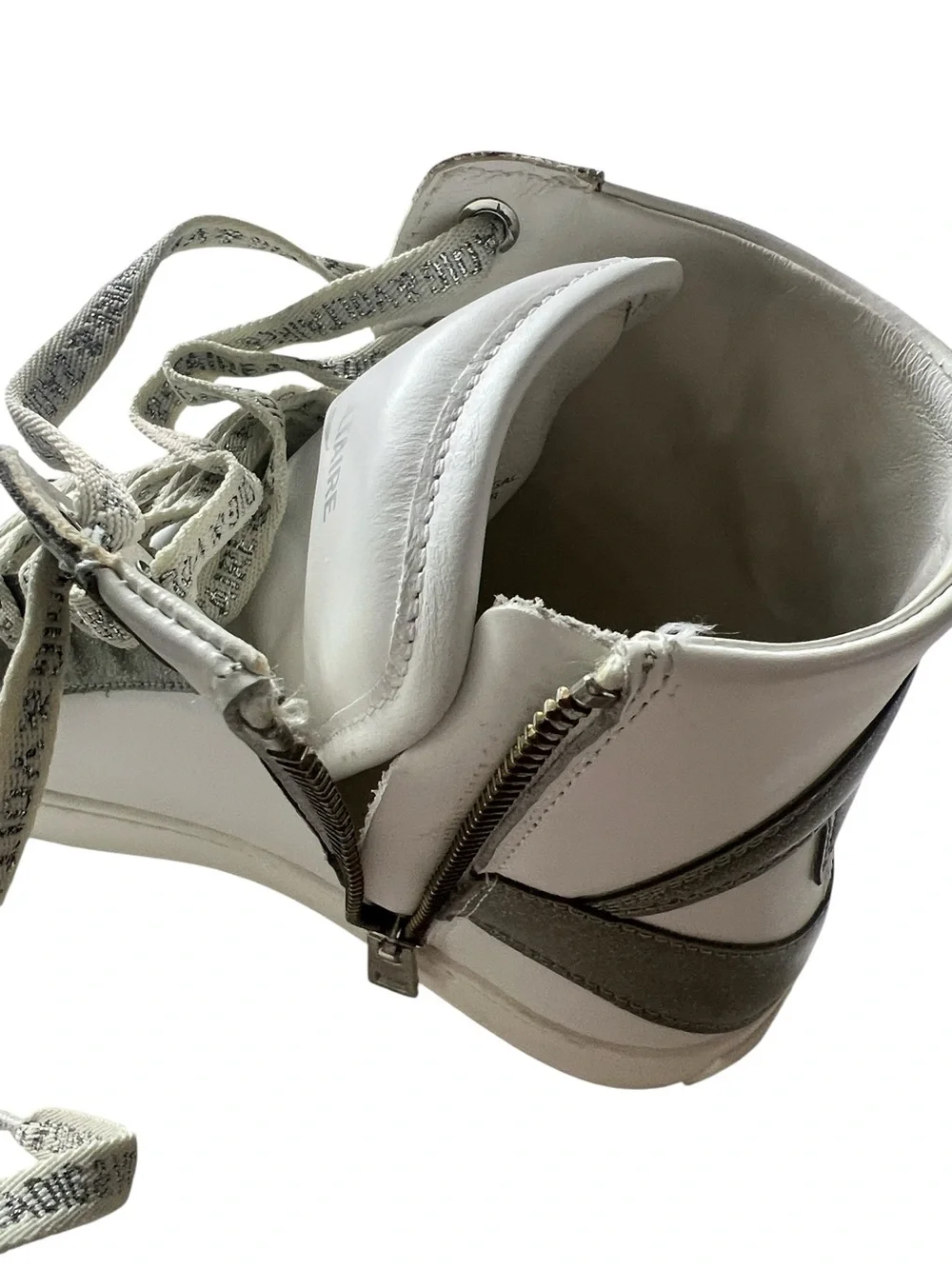 Zadig & Voltaire High Flash Infinity Leather Sneakers White Silver Glitter EU 38 - Picture 10 of 13